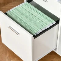 Supporto per Stampante, Cassettiera da Ufficio con Ruote, in Legno, 80L x 40P x 72A cm, Bianco