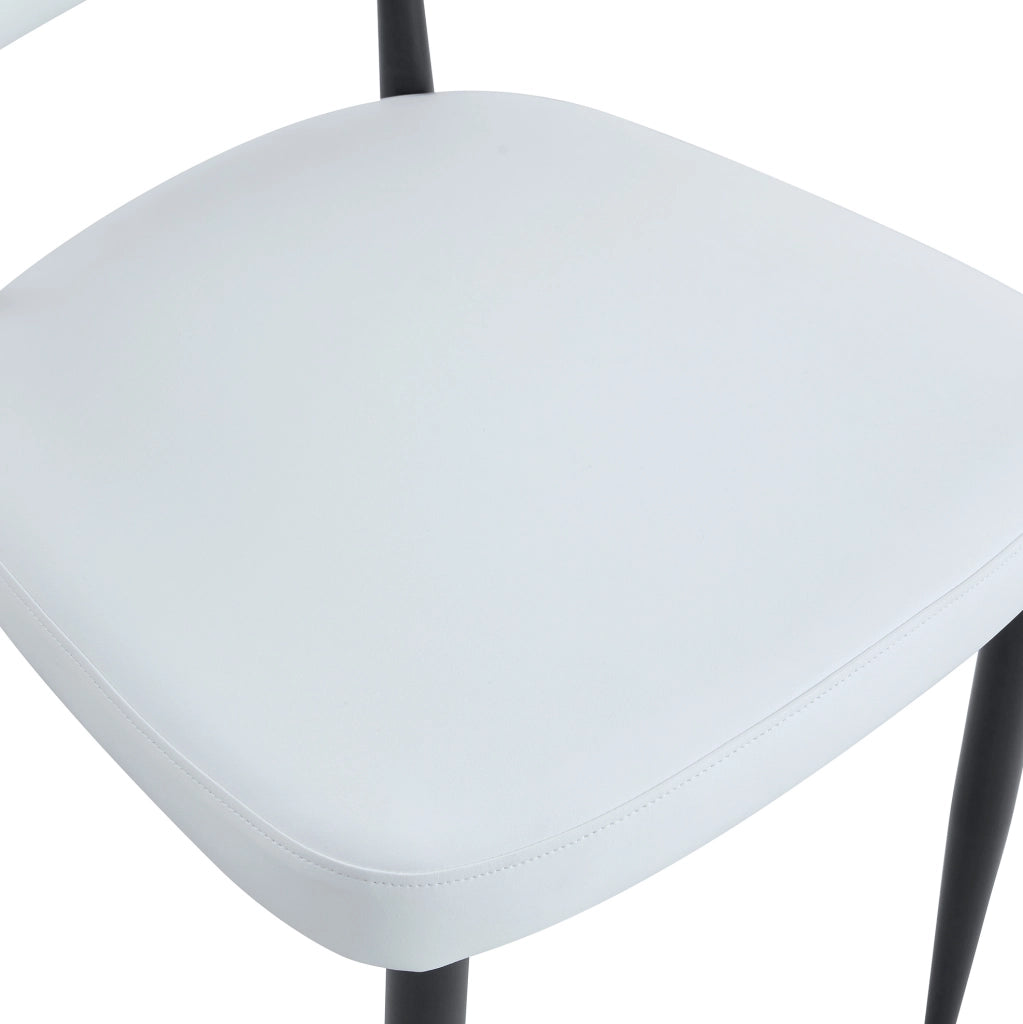 Set di 2 sedie da pranzo con schienale curvo in PU bianco e metallo nero