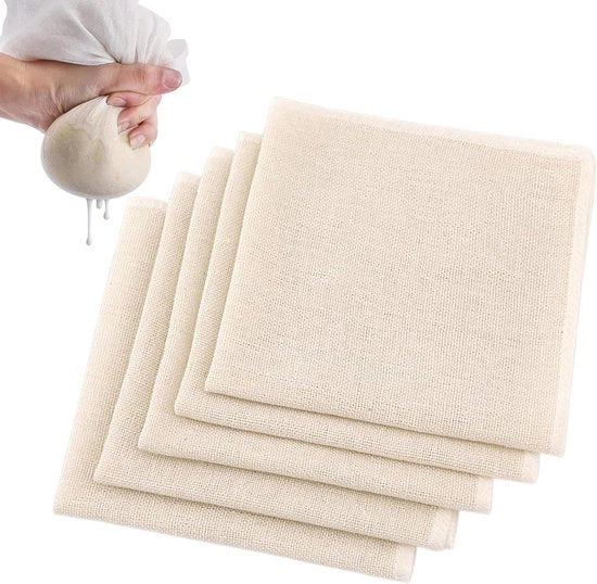 10 pezzi di tovaglioli di stoffa di cotone e lino riutilizzabili e lavabili 50 x 50cm - bordi spessi - filtro delicato non sbiancato - sicuro per alimenti per formaggi, latte di noci, succo, tofu e padelle
