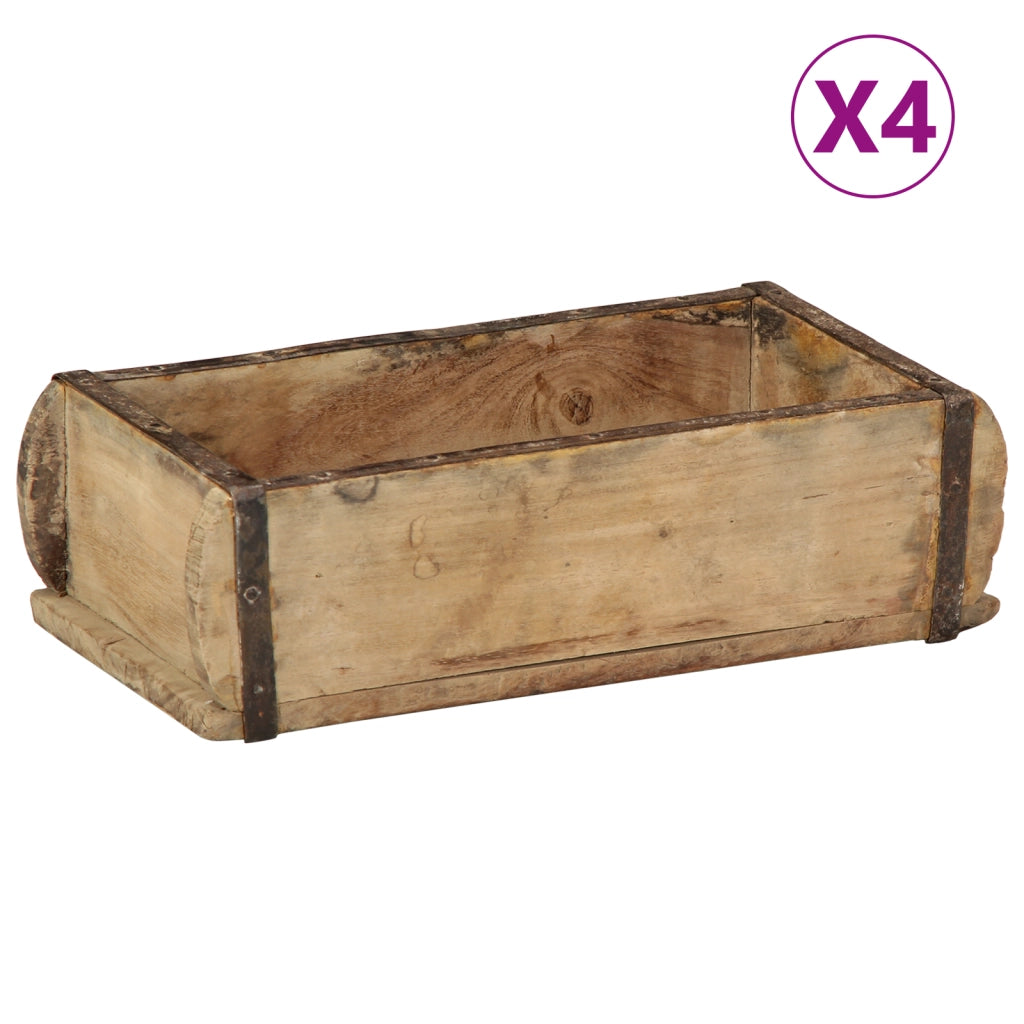 Vassoi 4 pcs 30x15x9 cm Legno Massello Recuperato