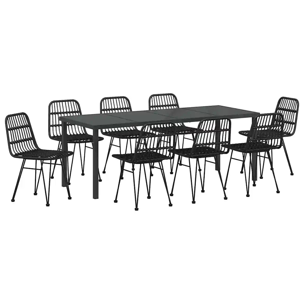 Set da Pranzo per Giardino 9 pcs Nero 3379204