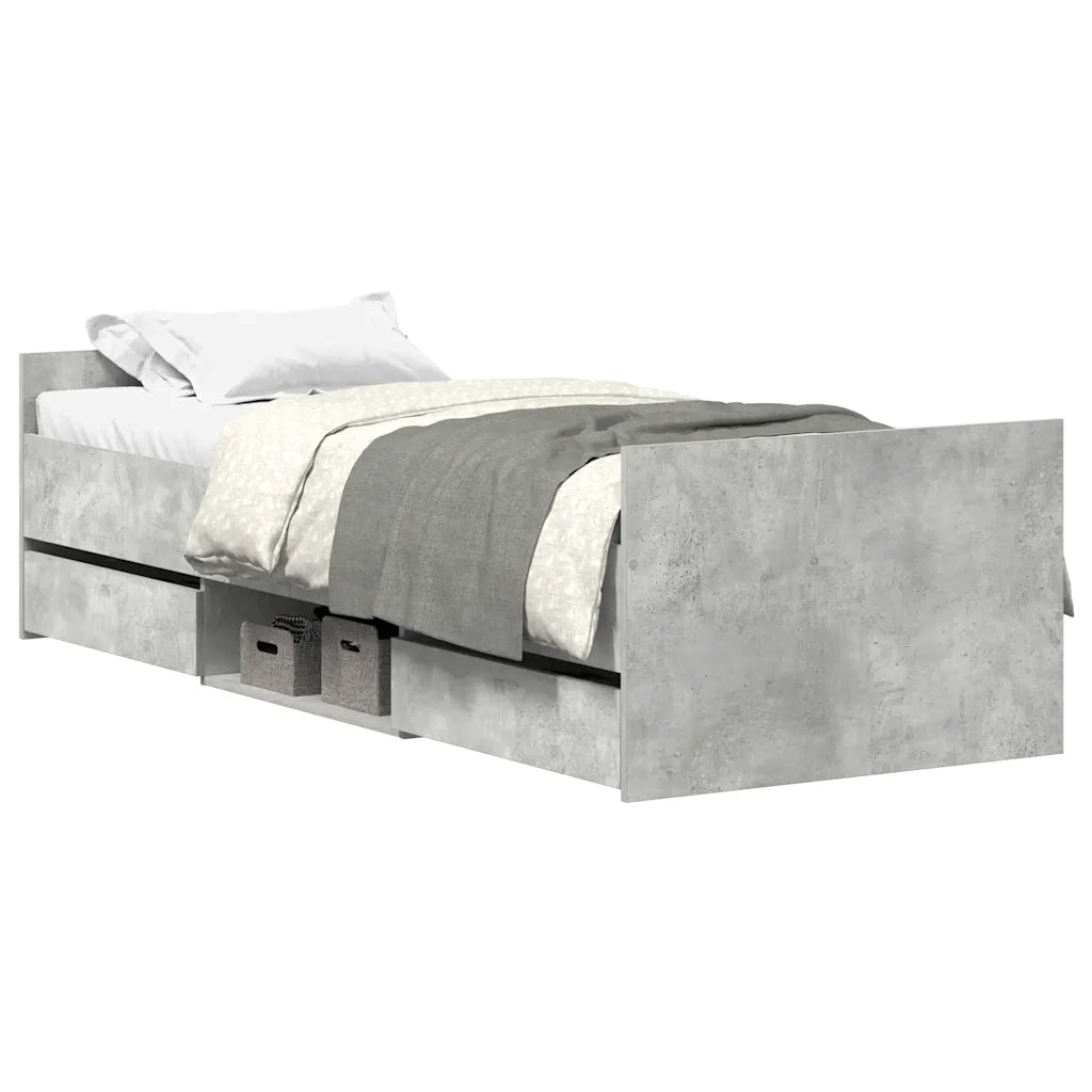 Giroletto con Testiera e Pediera Grigio Cemento 75x190 cm 3203820