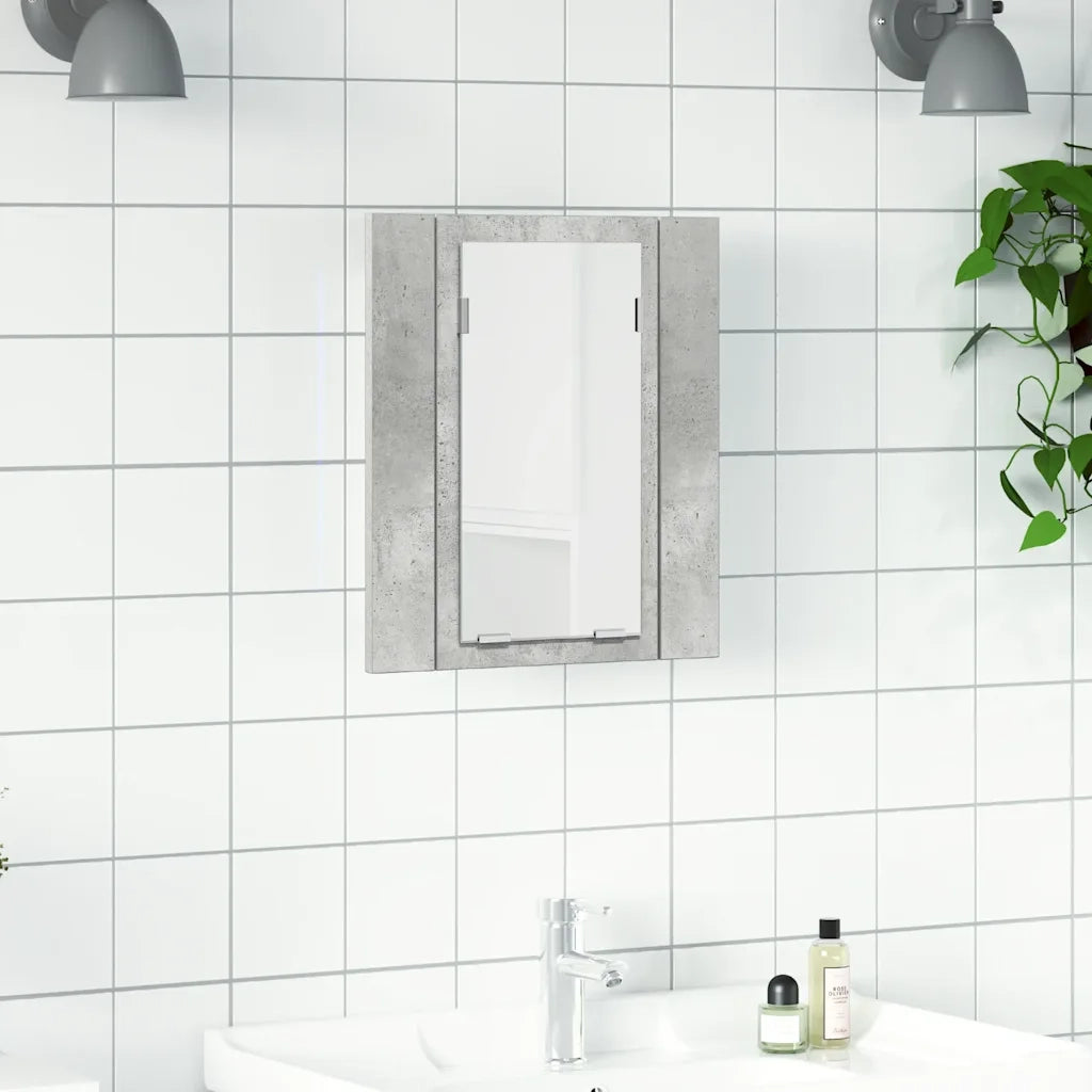 Armadietto a Specchio | Armadio da bagno con Luci LED Grigio Cemento in Acrilico