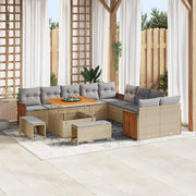 Set Divano da Giardino con cuscino 13 pcs Beige e Grigio Chiaro