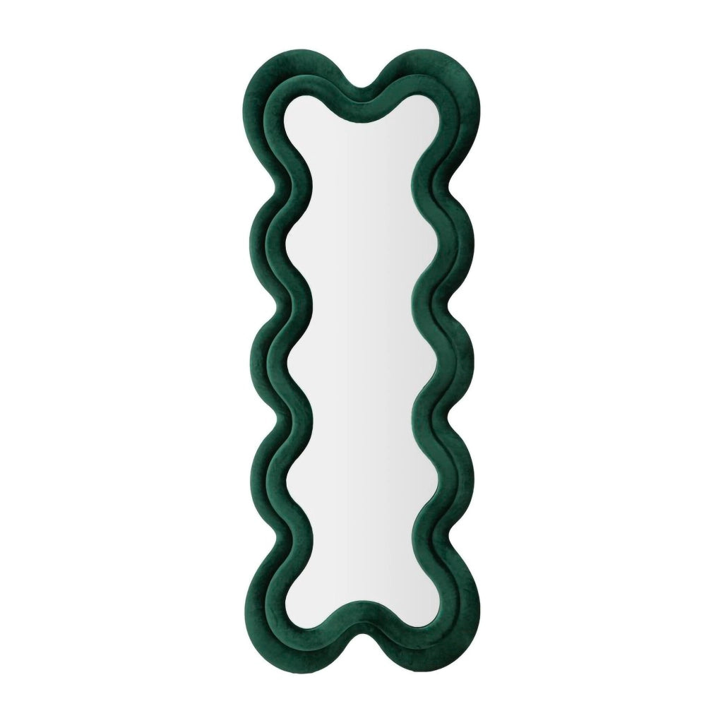 Specchio Lari, Specchiera, Articolo d'arredo a muro, Decorazione con specchio, 58x4 h160 cm, Verde