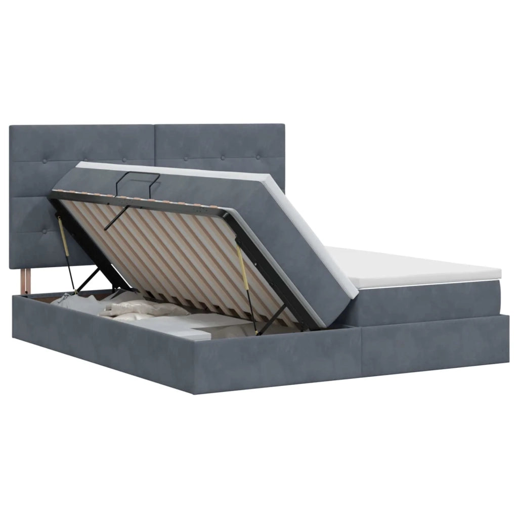 Letto con Contenitore Grigio Scuro 200 x 200 cm Velluto 3459832