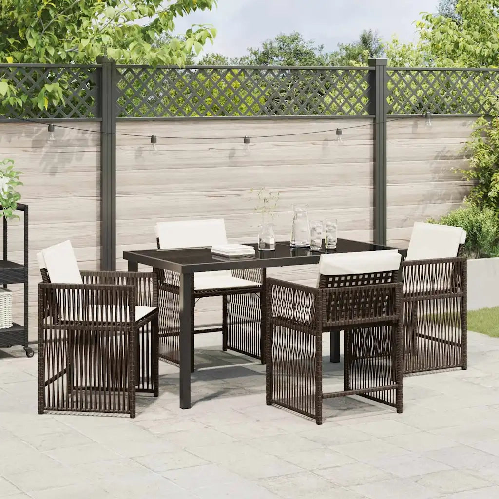 Set da Pranzo per Giardino 5 pz | Set Salotto da Giardino Marrone polyrattan