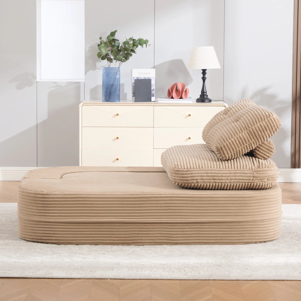 Poltrona letto 2 in 1 con seduta extra profonda schienale alto e doppio portabicchieri in velluto a coste kaki