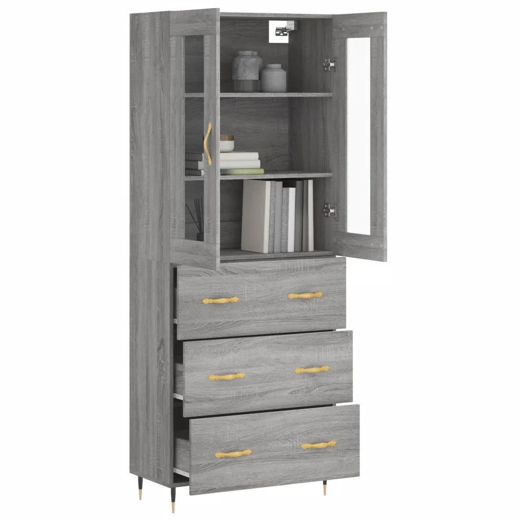 Credenza Grigio Sonoma 69,5x34x180 cm in Legno Multistrato 3198391