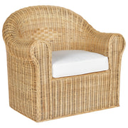 Poltrona da giardino in rattan naturale con Cuscino in tessuto di cotone a media resistenza per esterni
