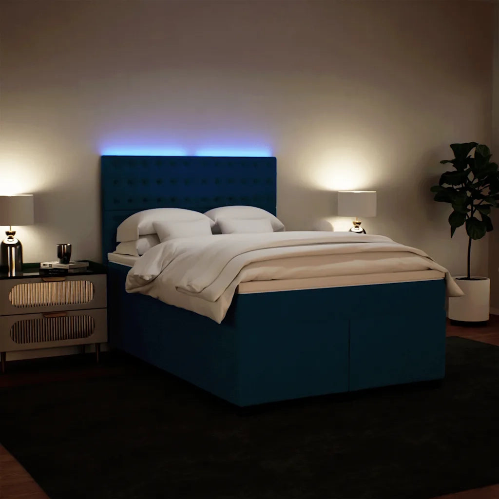 vidaXL Giroletto a Molle con Materasso Blu 160x200 cm in Velluto
