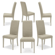 Set 6 sedie imbottite modello EDI per interni, design moderno, struttura robusta in legno in tinta, schienale e seduta rivestiti con tessuto sfoderabile, colore Beige