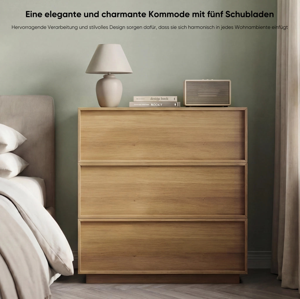 Cassettiera in MDF effetto rovere con 3 cassetti