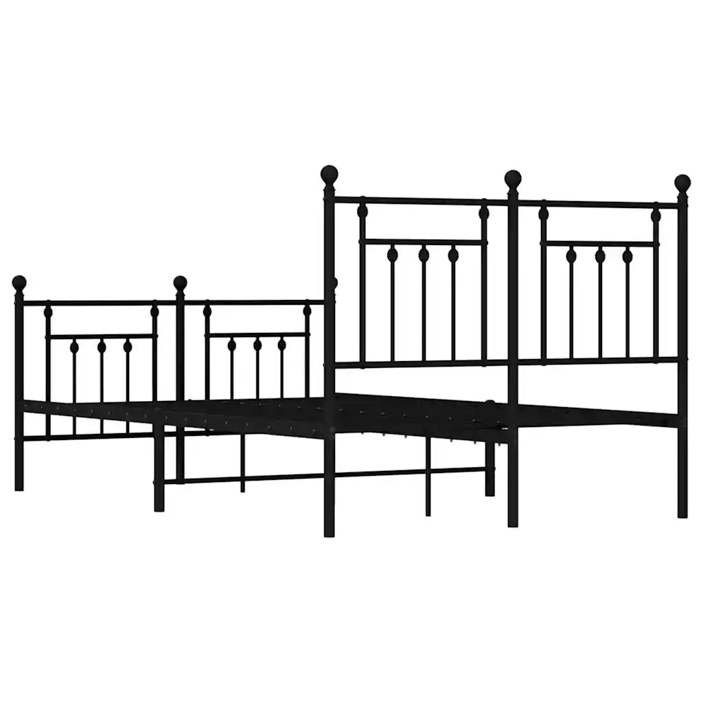 Giroletto con Testiera e Pediera-Struttura Letto Metallo Nero 135x190 cm 670287