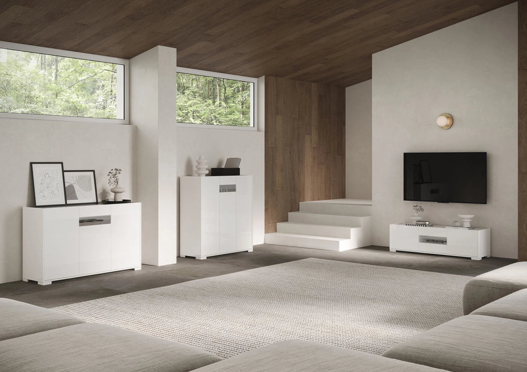 Madia 4 ante 174x40x81 cm Riflesso bianco lucido