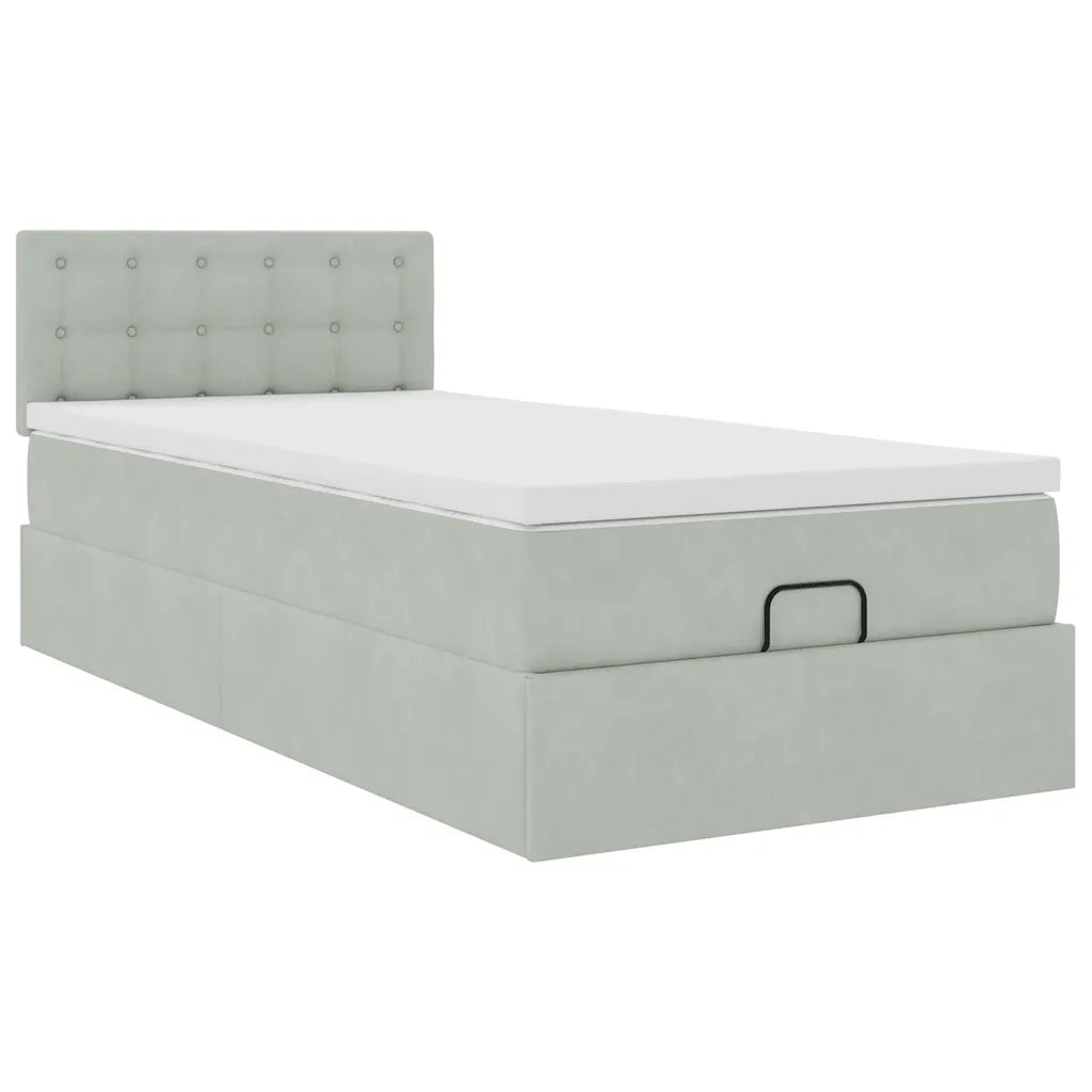 Struttura Letto Pouf con Materasso 80x200 cm in Velluto