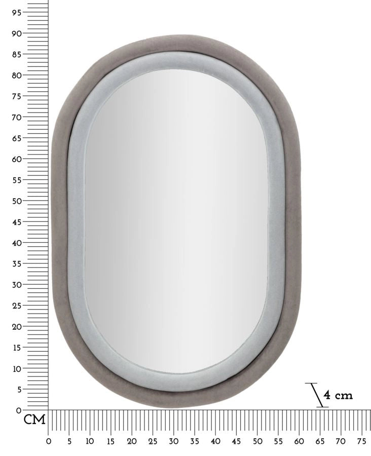 Specchio da muro velluto grigio 60x4x90cm ANTONY