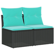 Set Divani da Giardino con Cuscini 2 pz | Set Salotto da Giardino Nero Polyrattan Acacia