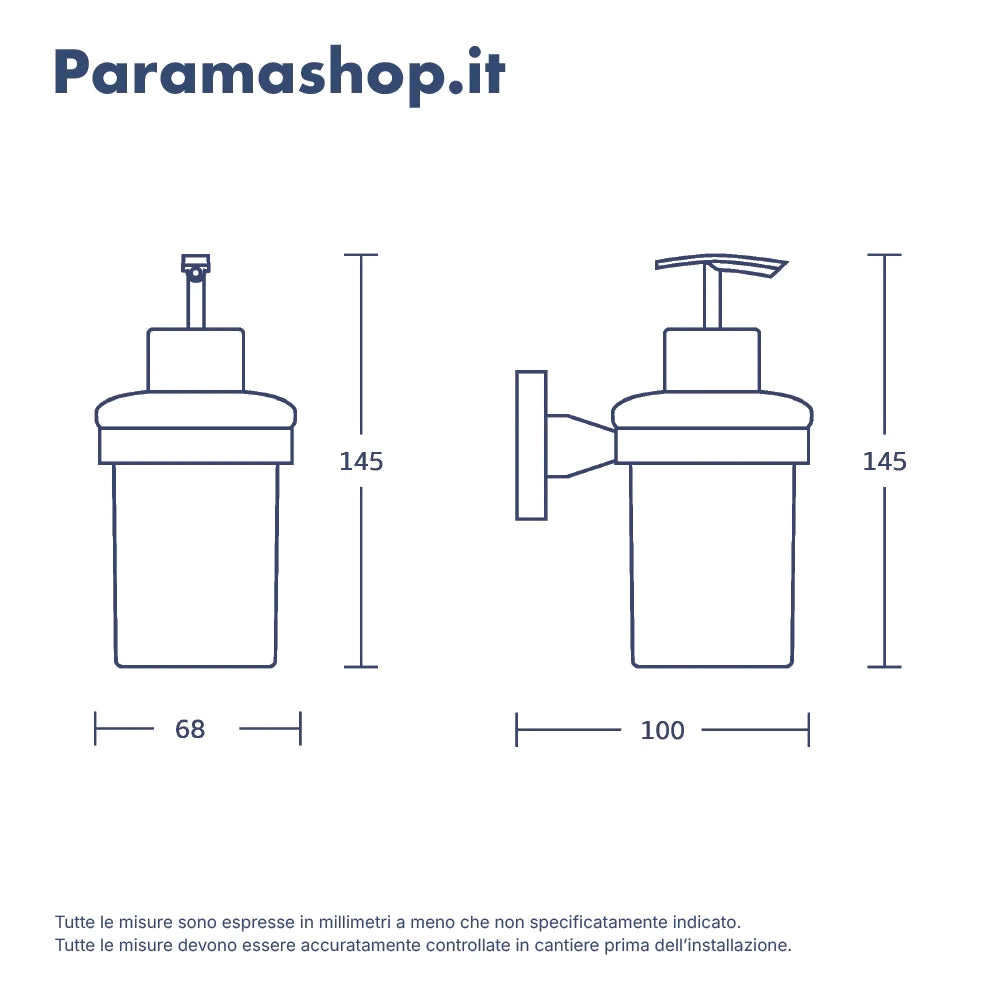 Dispenser sapone a muro in zinco nero opaco e bicchiere in vetro | Hook