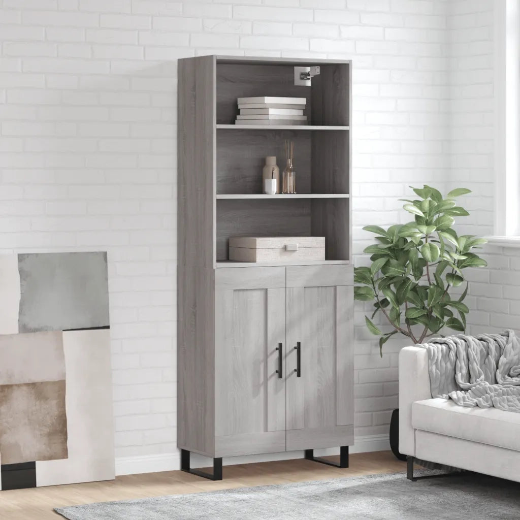 Credenza | Madia | Buffet da pranzo | Armadio da pranzo Grigio Sonoma 69,5x34x180 cm in Legno Multistrato