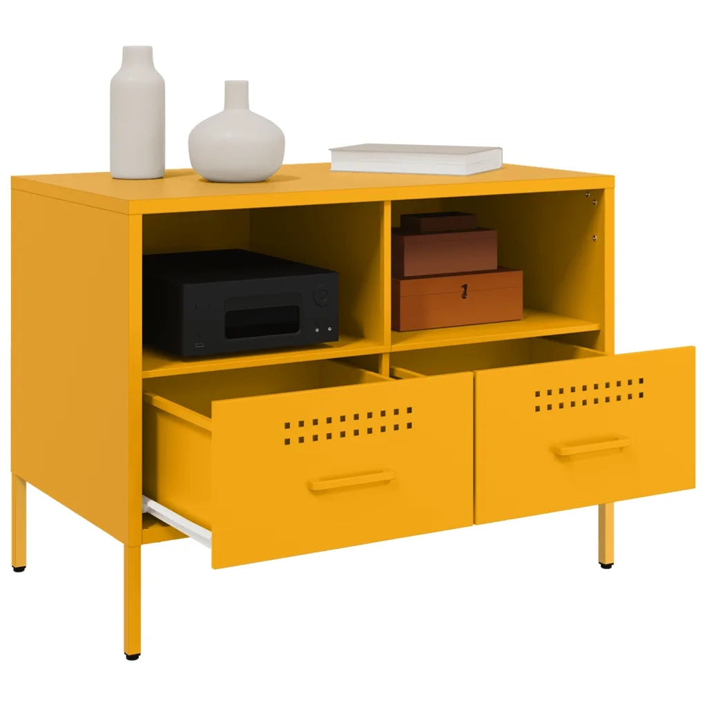 Mobile TV Giallo Senape 68x39x50,5 cm in Acciaio 843048