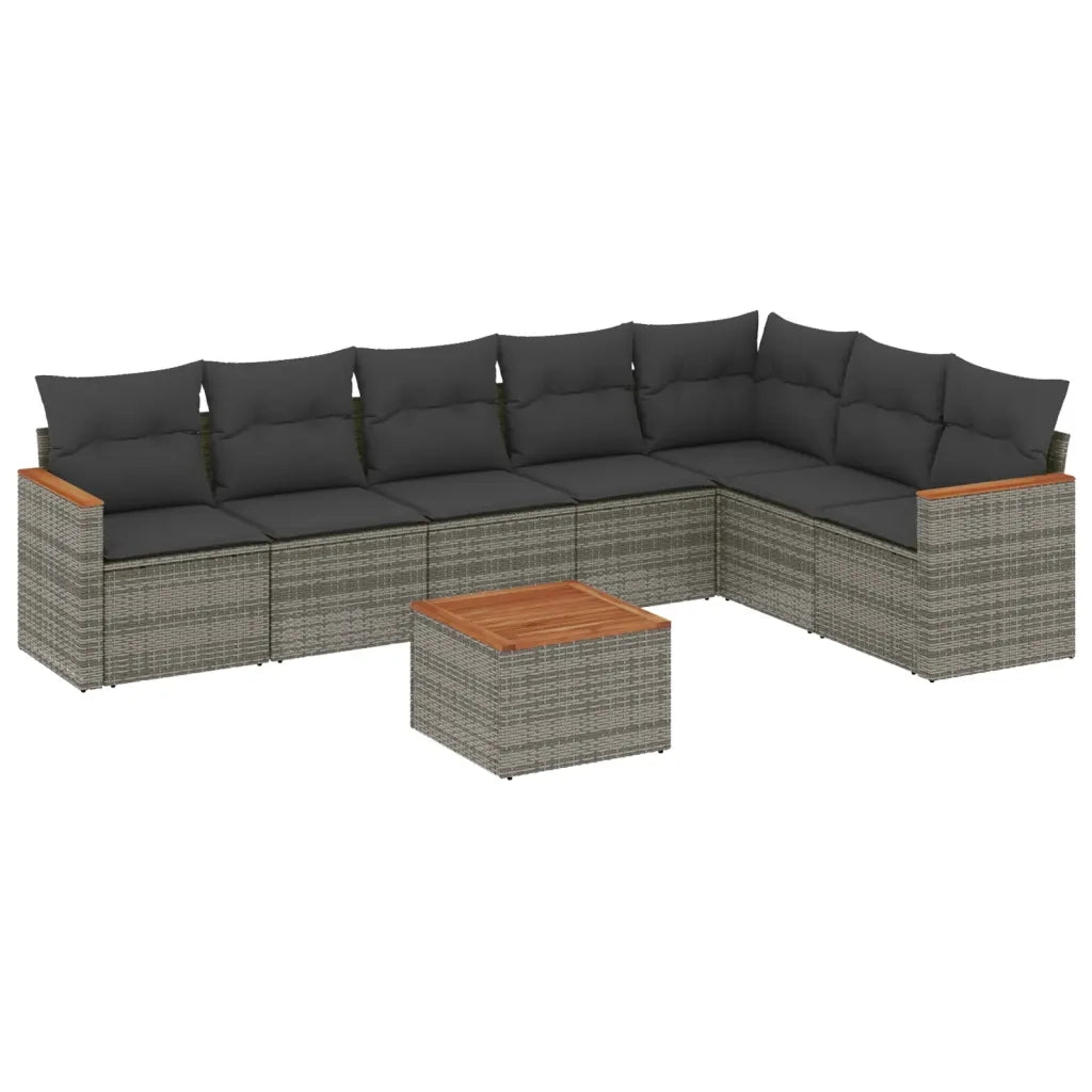 Set Divano da Giardino 8 pz con Cuscini Grigio in Polyrattan 3258441