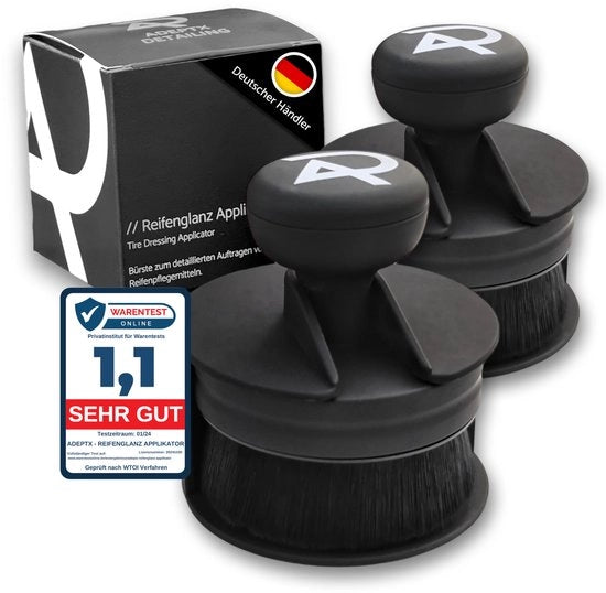Applicatore a setole per dettaglio 2x per superficie morbida (mat) - Applicatore per dettaglio per la cura delle gomme - per gomme lucide - Cura professionale delle gomme (2 pezzi)
