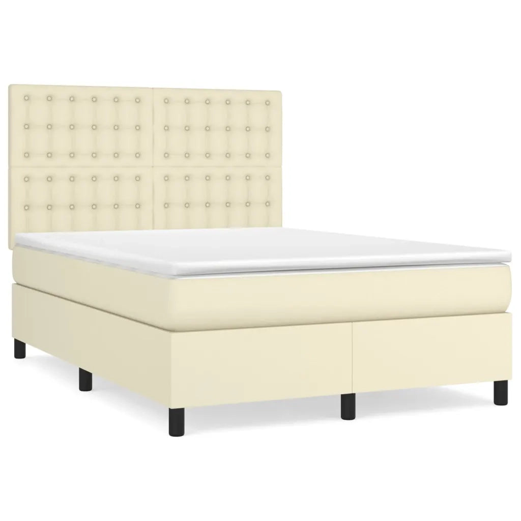 Giroletto a Molle con Materasso Crema 140x190 cm in Similpelle cod mxl 55136