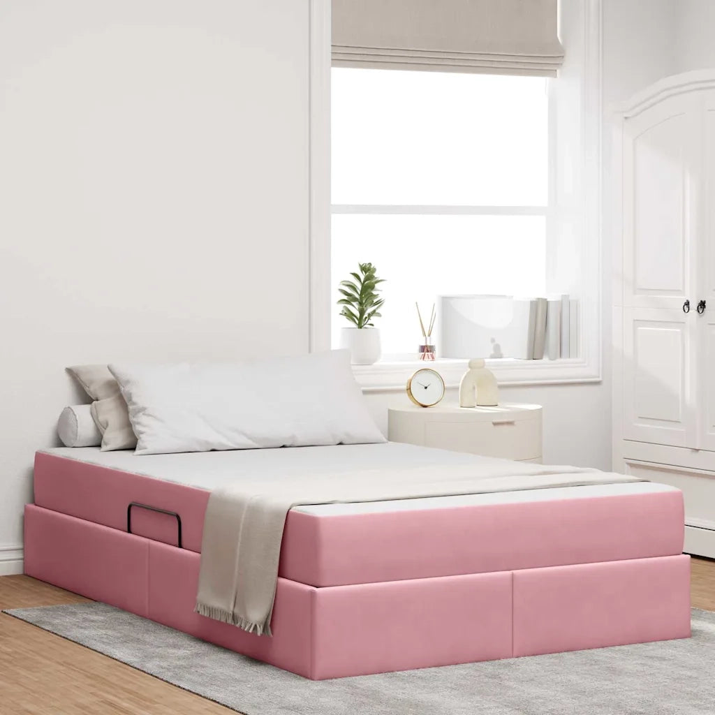 Letto con contenitore e materasso Rosa 120 x 200 cm Velluto 3399717
