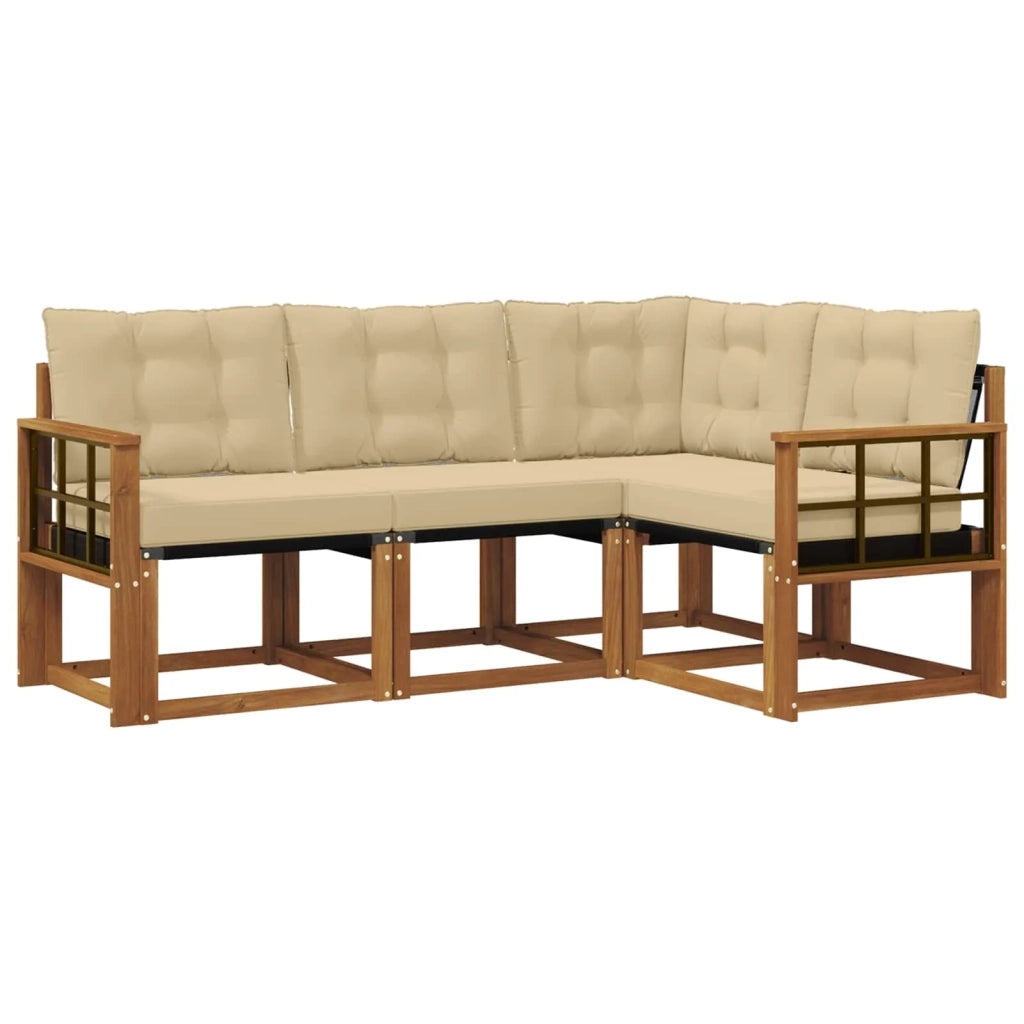 Set di divani da esterno con cuscino 4 pcs Naturale e Beige 3368624