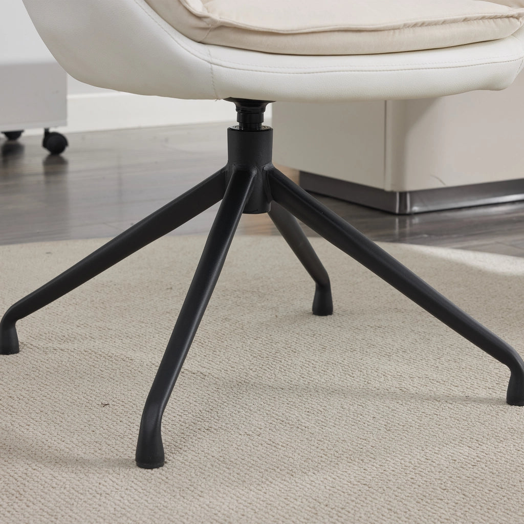 Sedia girevole in similpelle con seduta ergonomica e base metallica beige per soggiorno camera da letto e ufficio