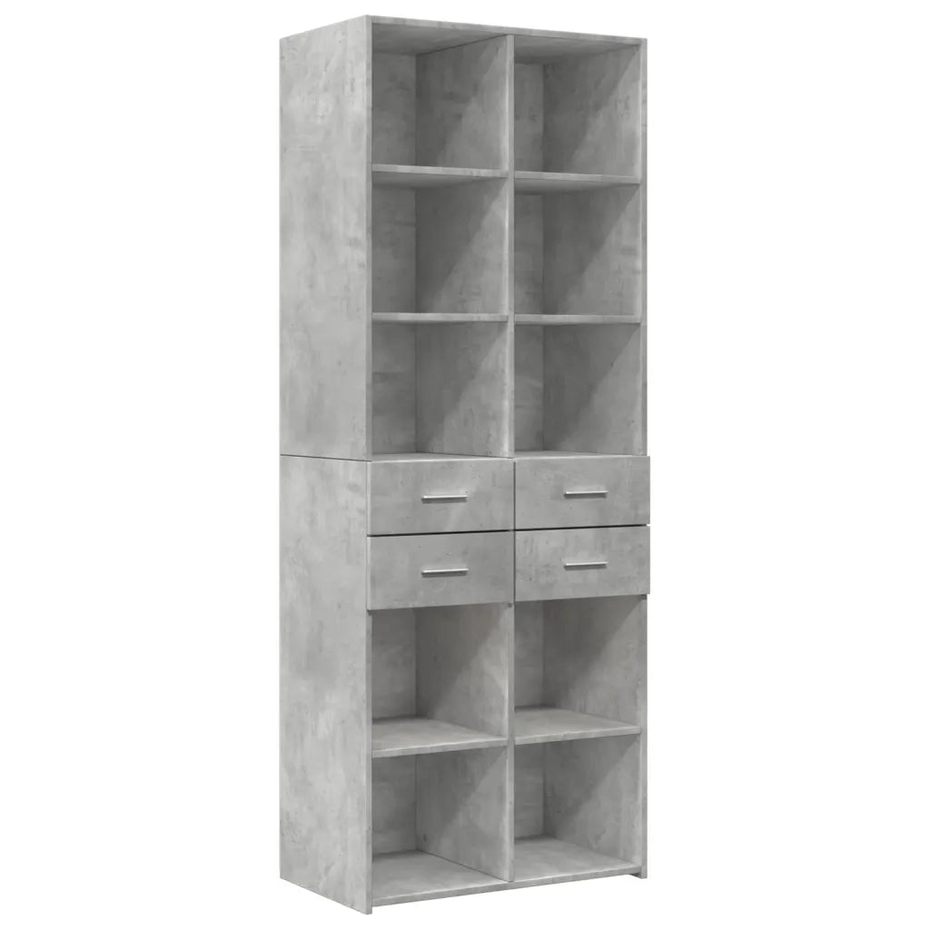 vidaXL Armadietto Grigio Cemento 70x42,5x225 cm in Legno Multistrato