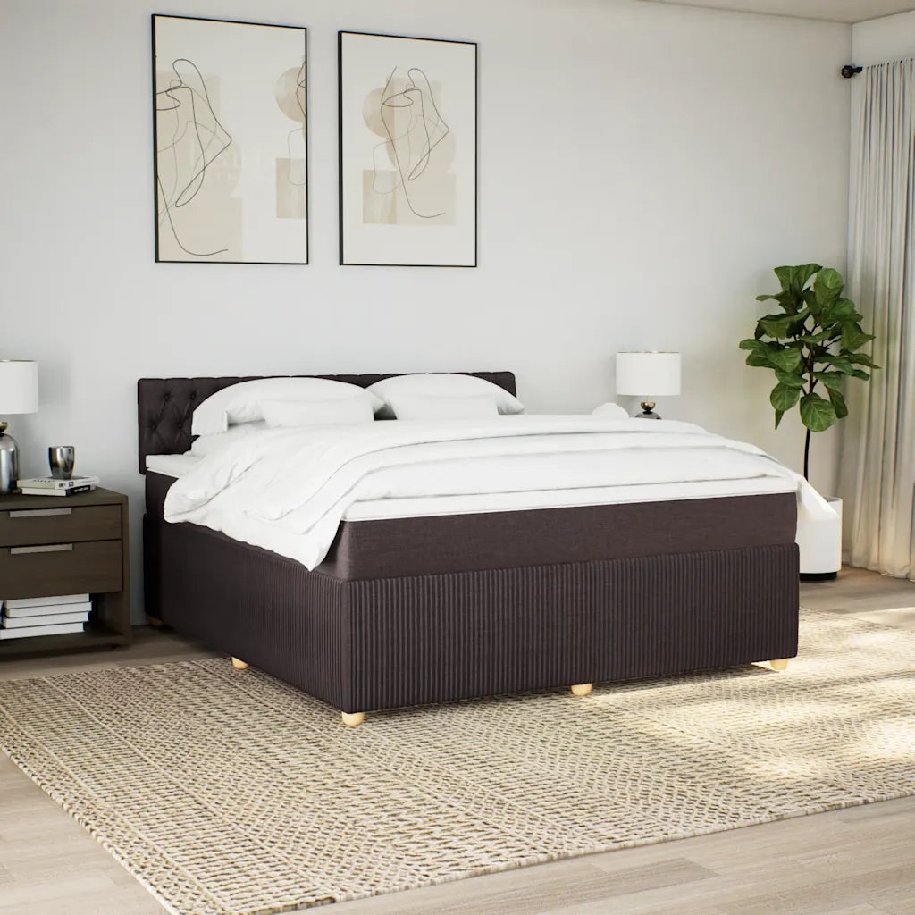 Giroletto a Molle con Materasso Marrone Scuro 180x200cm Tessuto 3287545