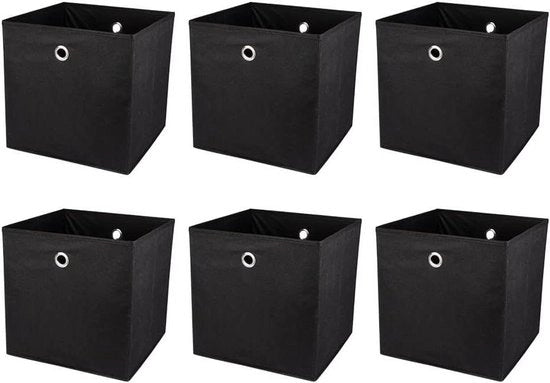 Scatole di archiviazione pieghevoli - 30 x 30 x 30 cm - nero - 6 pezzi