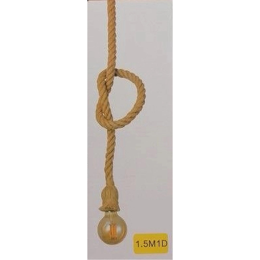 Trade Shop - Lampadario A Sospensione Da 1.5mt Corda Di Canapa Portalampada Attacco E27 436653 -