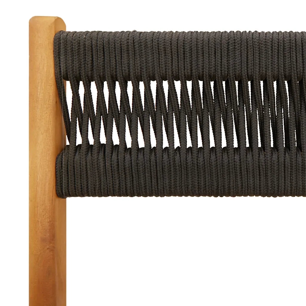 Set Pranzo da Giardino 5 pz | Set Salotto da Giardino Nero Polipropilene e Legno Massello