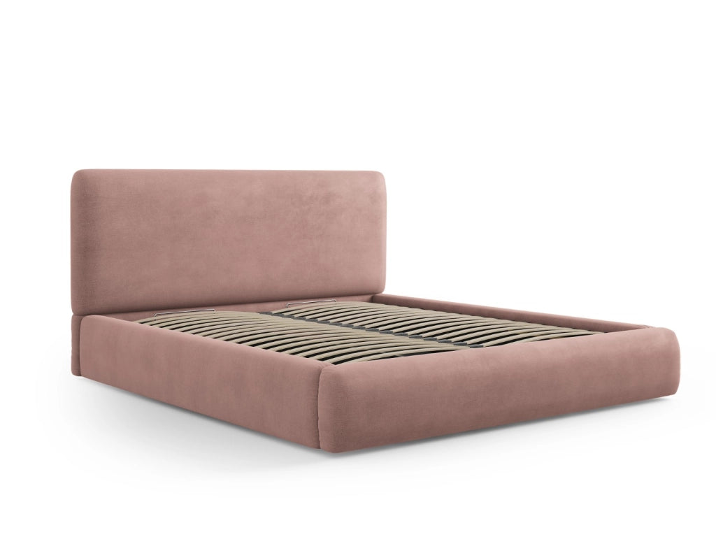Cosmopolitan Design - Letto a cassettone con testiera "Colonel" 180x200cm in ciniglia rosa 