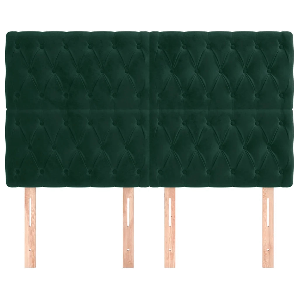 Testiera-Testata-Testiera Decorativa Verde Scuro 144x7x118/128 cm Velluto