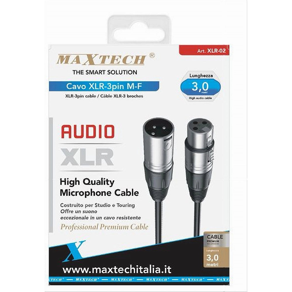 Trade Shop - Cavo Xlr Maschio / Femmina 3 Pin Audio Prolunga Per Microfono Da 3 Metri Xlr-02 -
