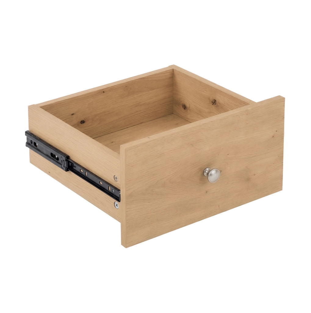 Credenza moderna con 3 cassetti e 2 ante 120 x 40 x 80 cm; effetto rovere; maniglie in metallo