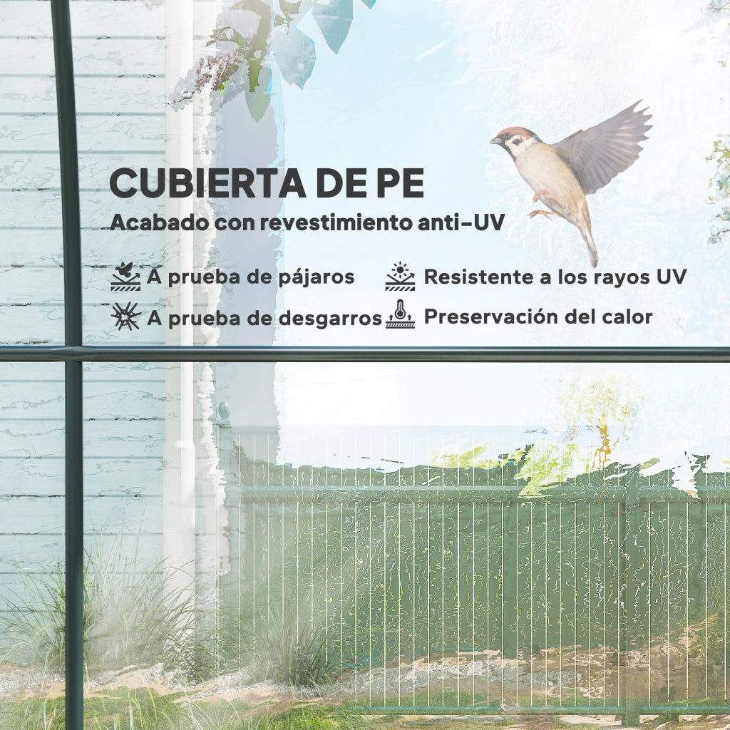 Serra a Tunnel ¨C zephmum ¨C 3x2x2 m Acciaio Trasparente Porta a Rullo 2 Finestre a Rete