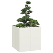 Fioriera-Vaso-Contenitore per Piante Bianca 80x80x80 cm in Acciaio