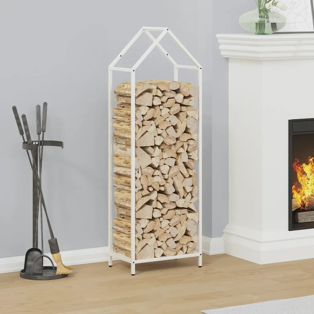 Rastrelliera per Legna da Ardere Bianca 40x25x120 cm 864300