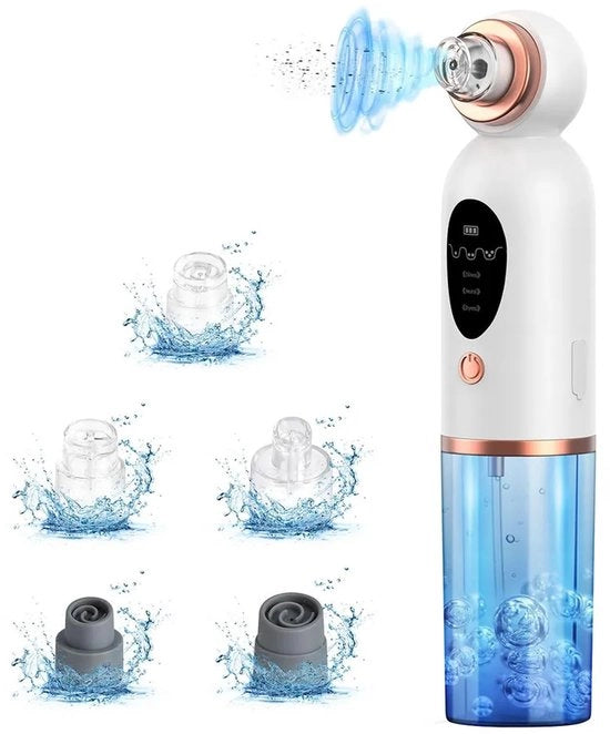 Pulitore di pori, rimuovitore di impurità, aspiratore di acne, pulitore di pori con 6 accessori intercambiabili, 3 modalità di pulizia del viso, rimuovitore di impurità