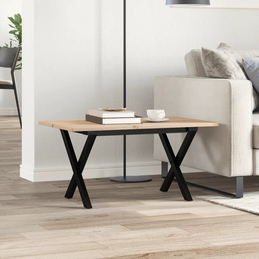 Tavolino da Salotto Telaio a X-Tavolino da soggiorno 80x50x40 cm Legno Pino e Acciaio