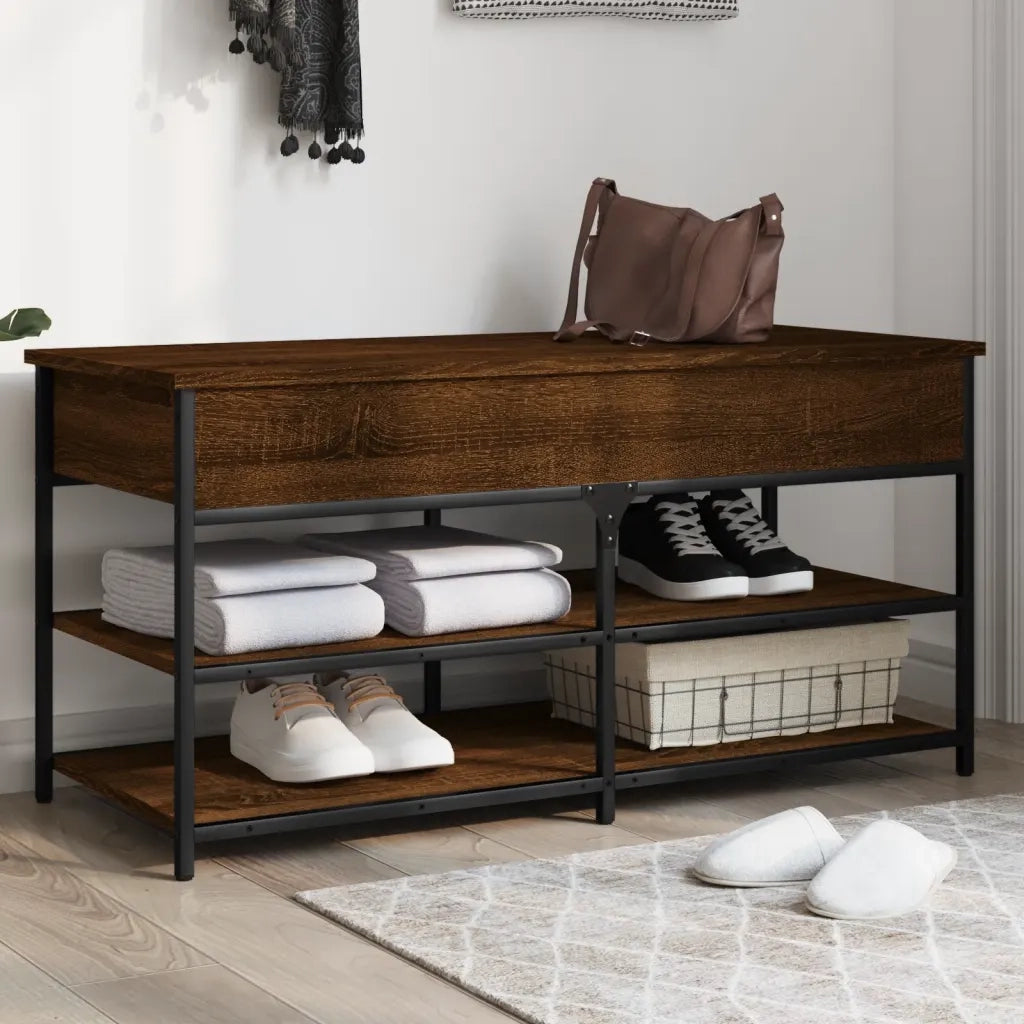 Panca Porta Scarpe Rovere Marrone 100x42,5x50 Legno Multistrato 839037