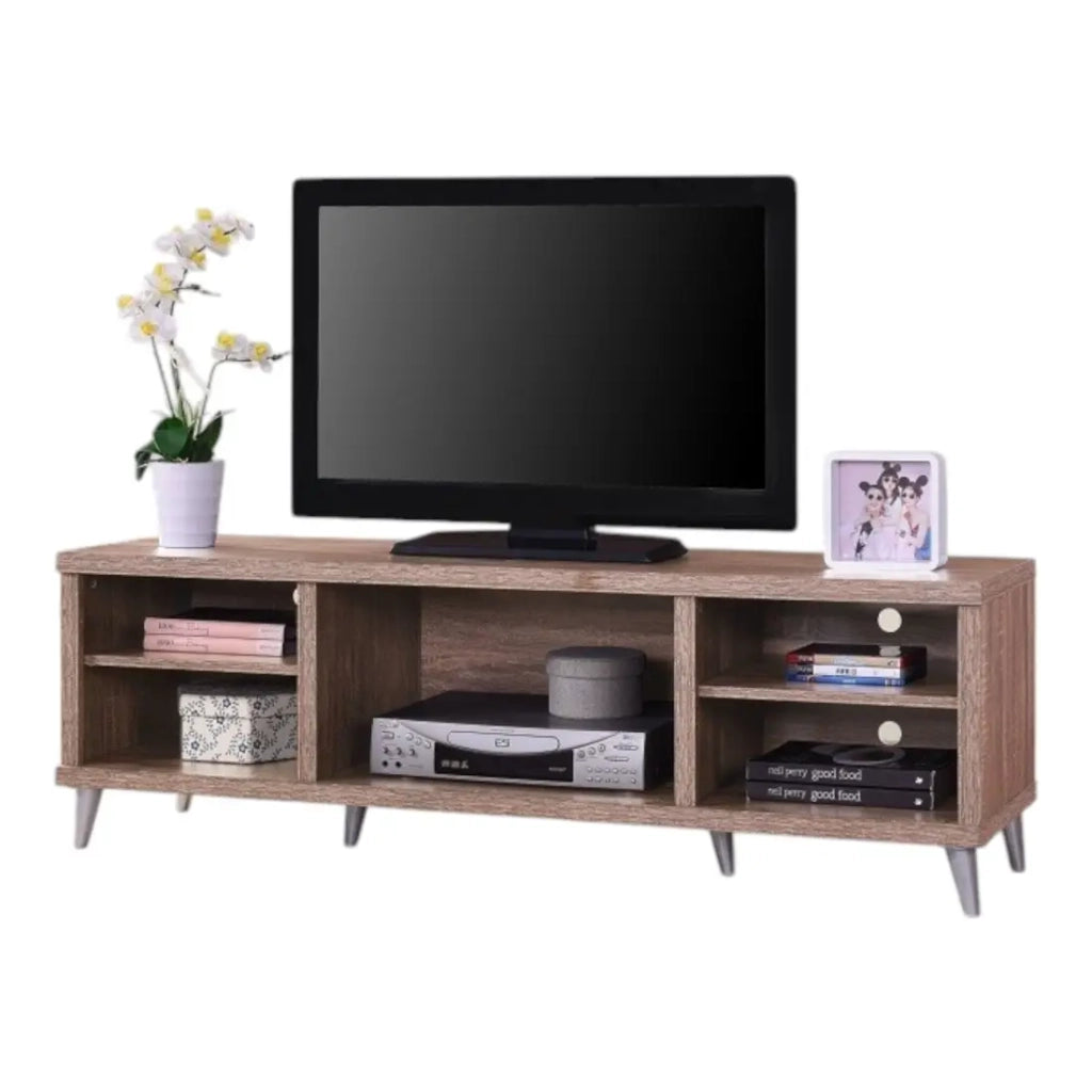 Mobile TV KONYA 140 cm con 5 vani colore sonoma - 142,5 x 45,5 x 40 cm