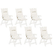 Set di 6 cuscini per sedie da giardino Cuscino per schienale in poliestere bianco sporco Cuscino per esterni dal design moderno