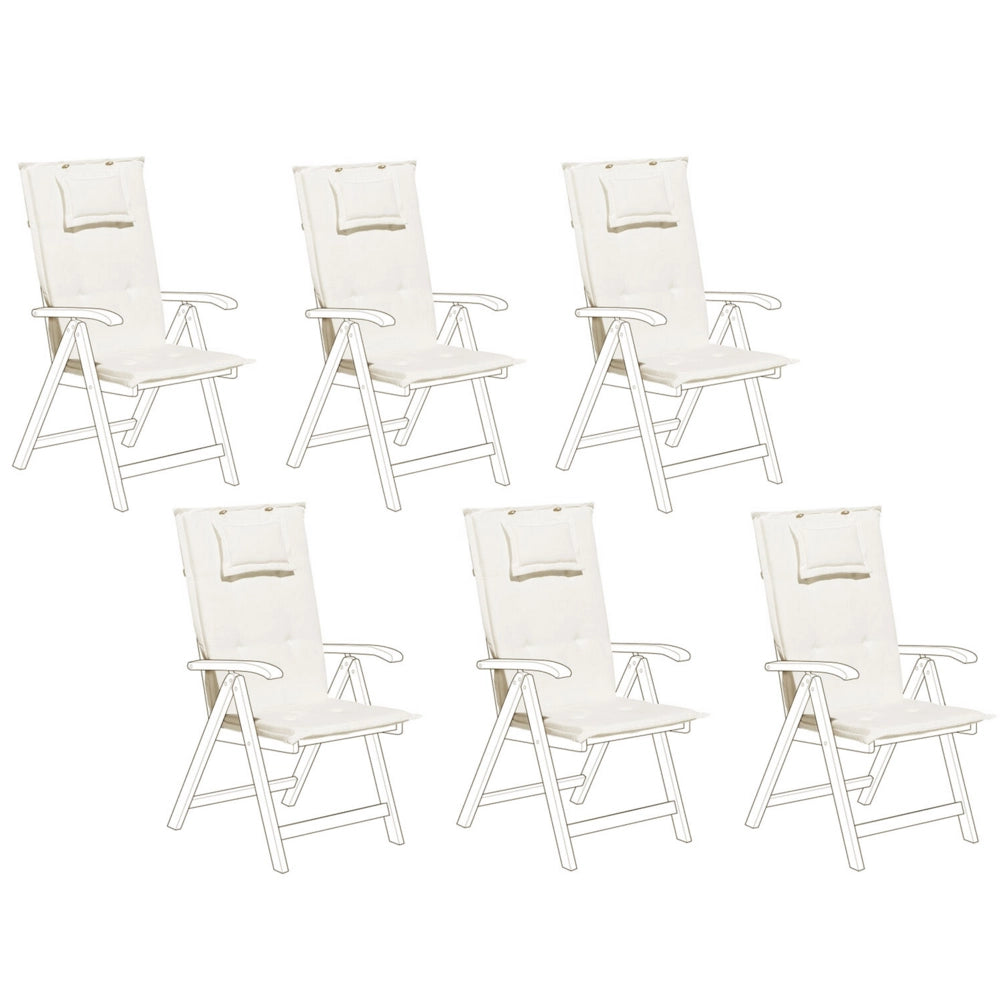 Set di 6 cuscini per sedie da giardino Cuscino per schienale in poliestere bianco sporco Cuscino per esterni dal design moderno
