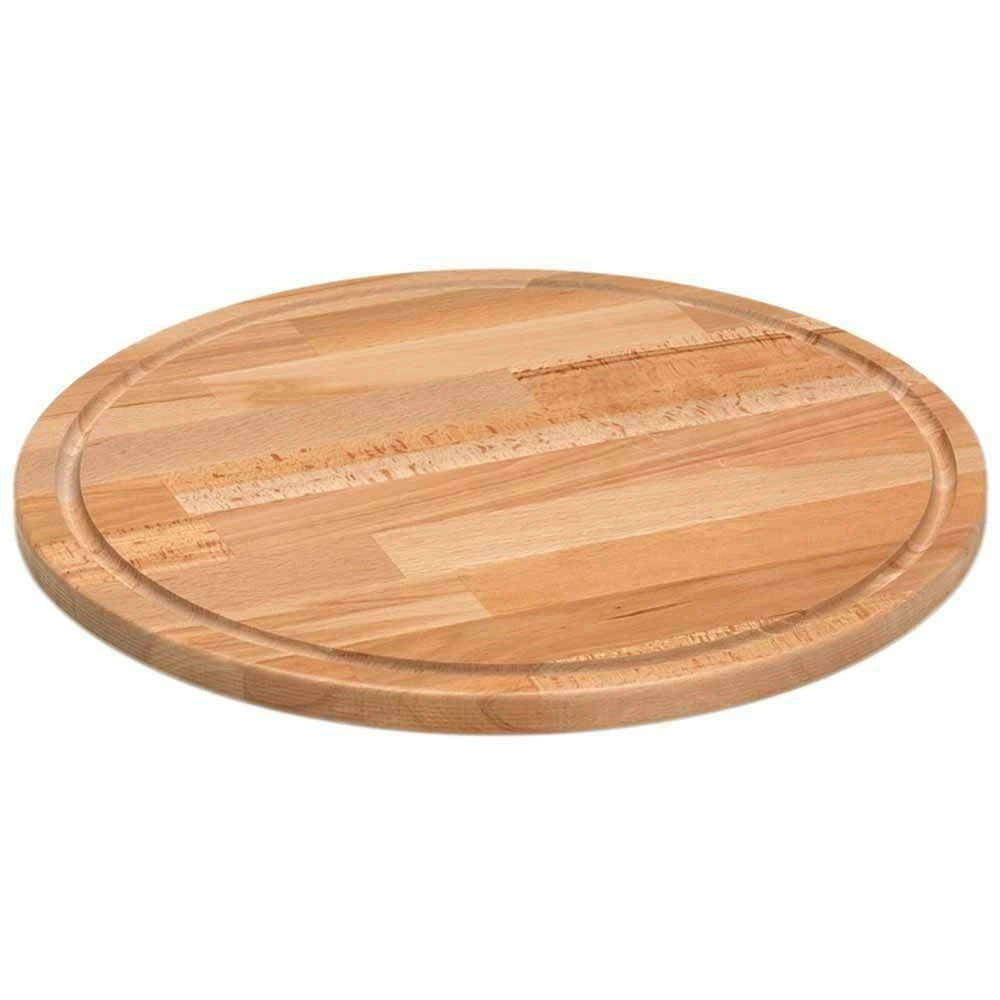 Trade Shop - Tagliere Rotondo Piatto Vassoio In Legno Di Faggio Diametro 30cm Salumi Formaggi -